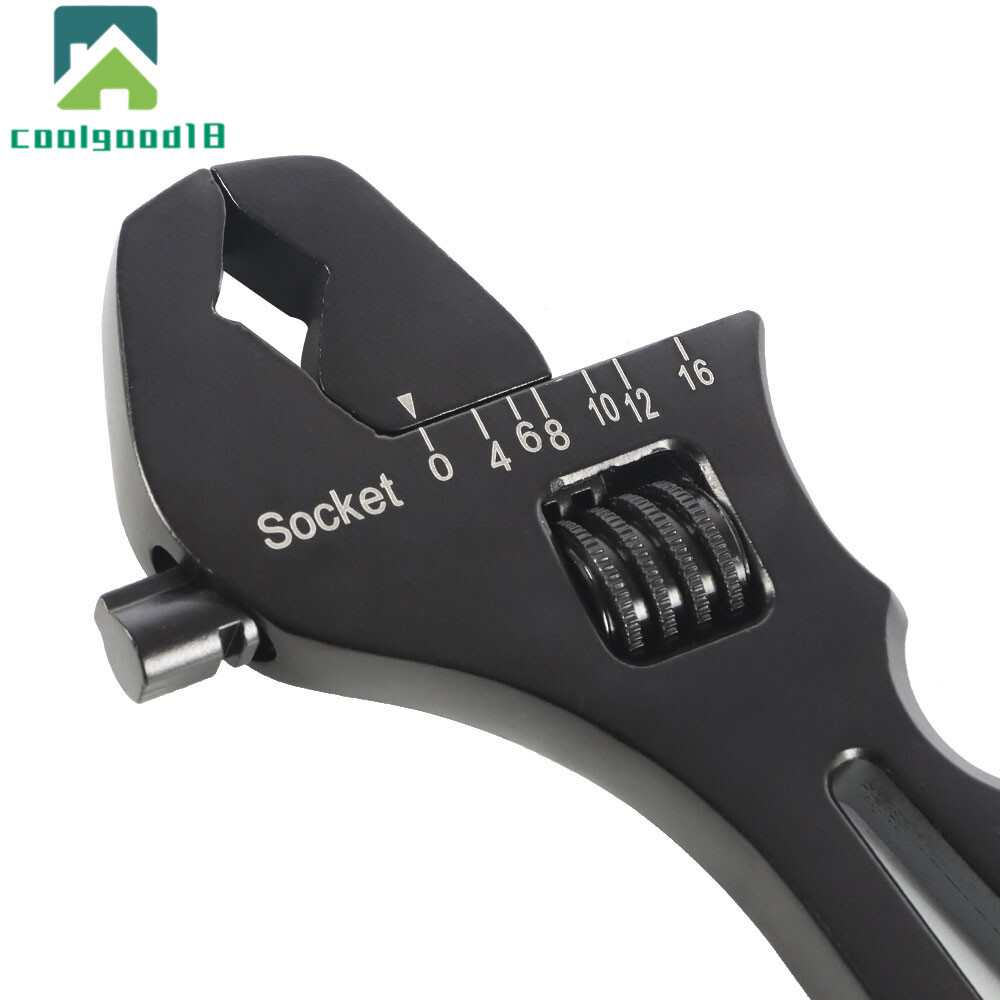 Adjustable Wrench Aluminum Tool Spanner 3AN-16AN for Hose End Fitting Black