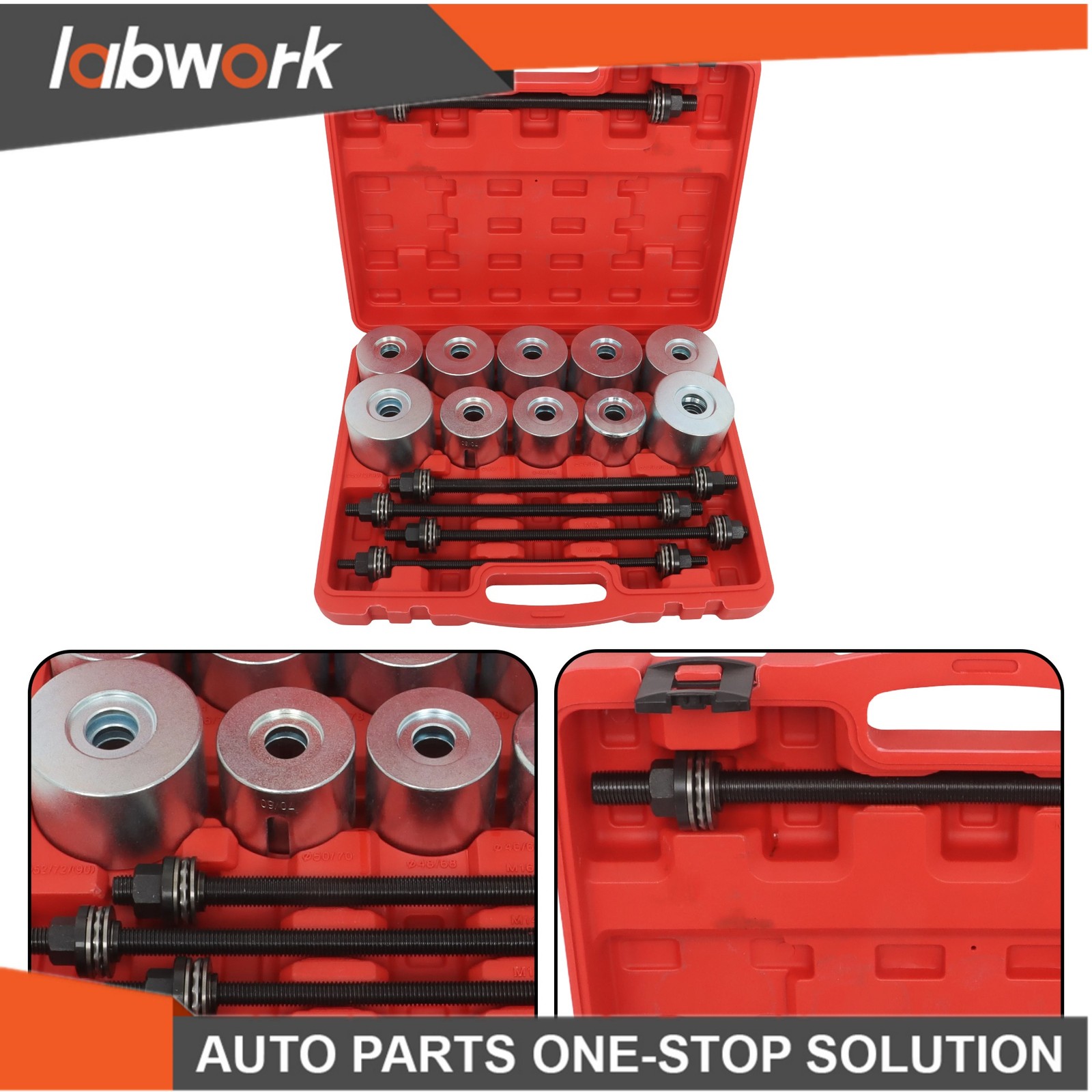 Labwork 27Pcs Press and Pull Sleeve Kit Bush Bearing Removal Insertion Tool