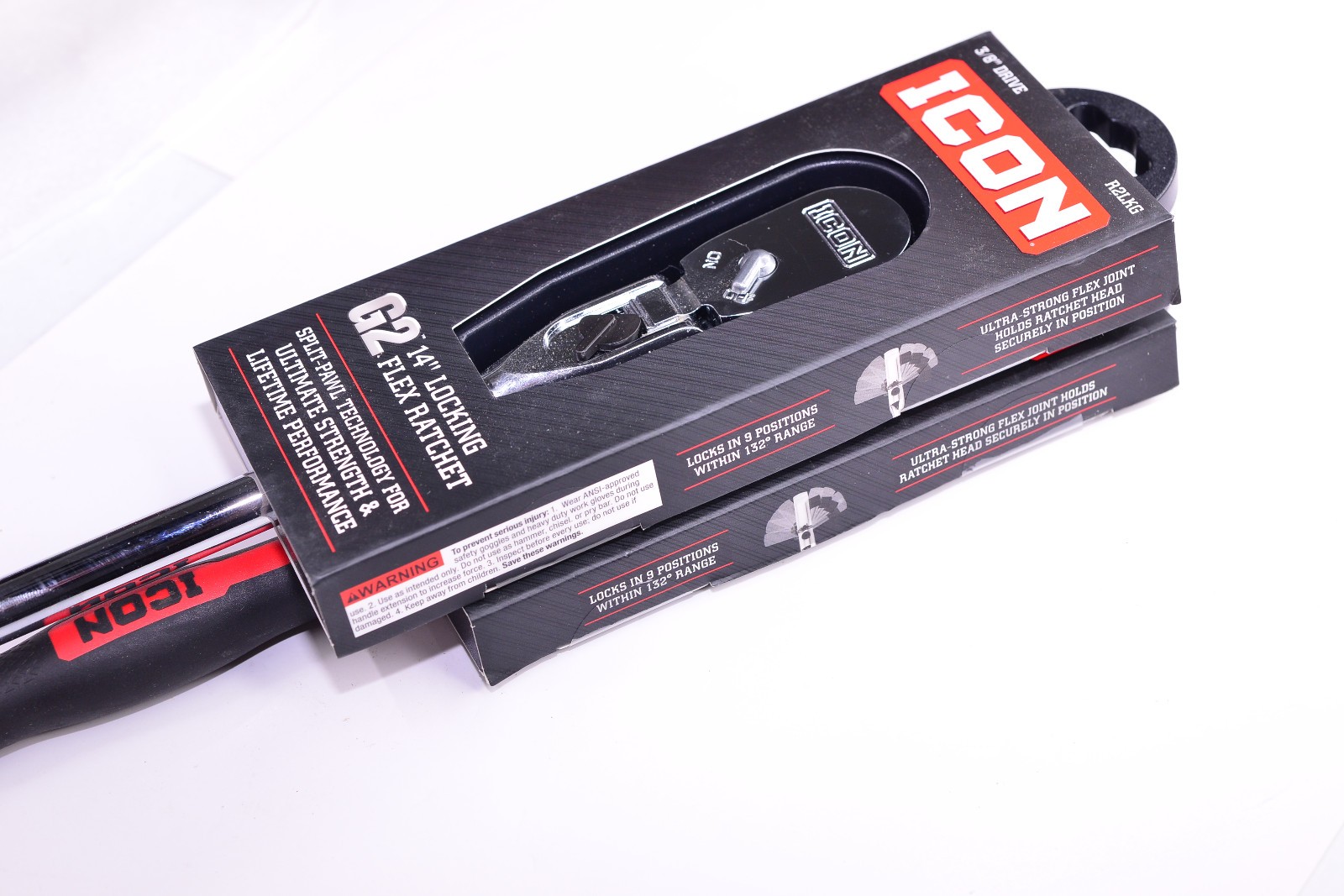 ICON R2LKG & R1LKG 3/8 & 1/4″ DRIVE G2 (GEN 2) LOCKING FLEX HEAD RATCHET SET