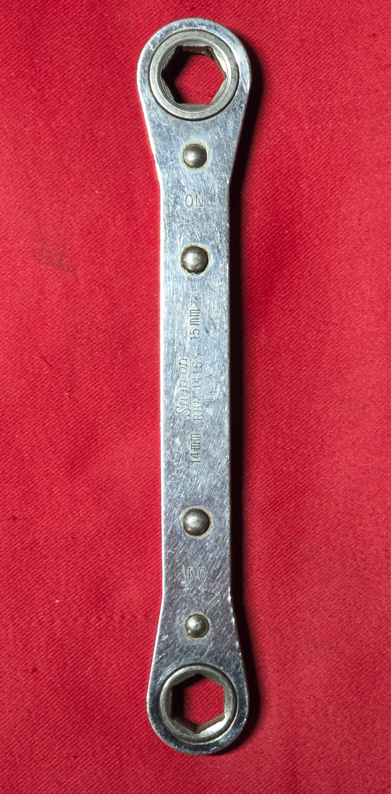 Snap On RBM1415S Ratcheting Double Box End Wrench 14mm x 15mm 6 point – USA Made