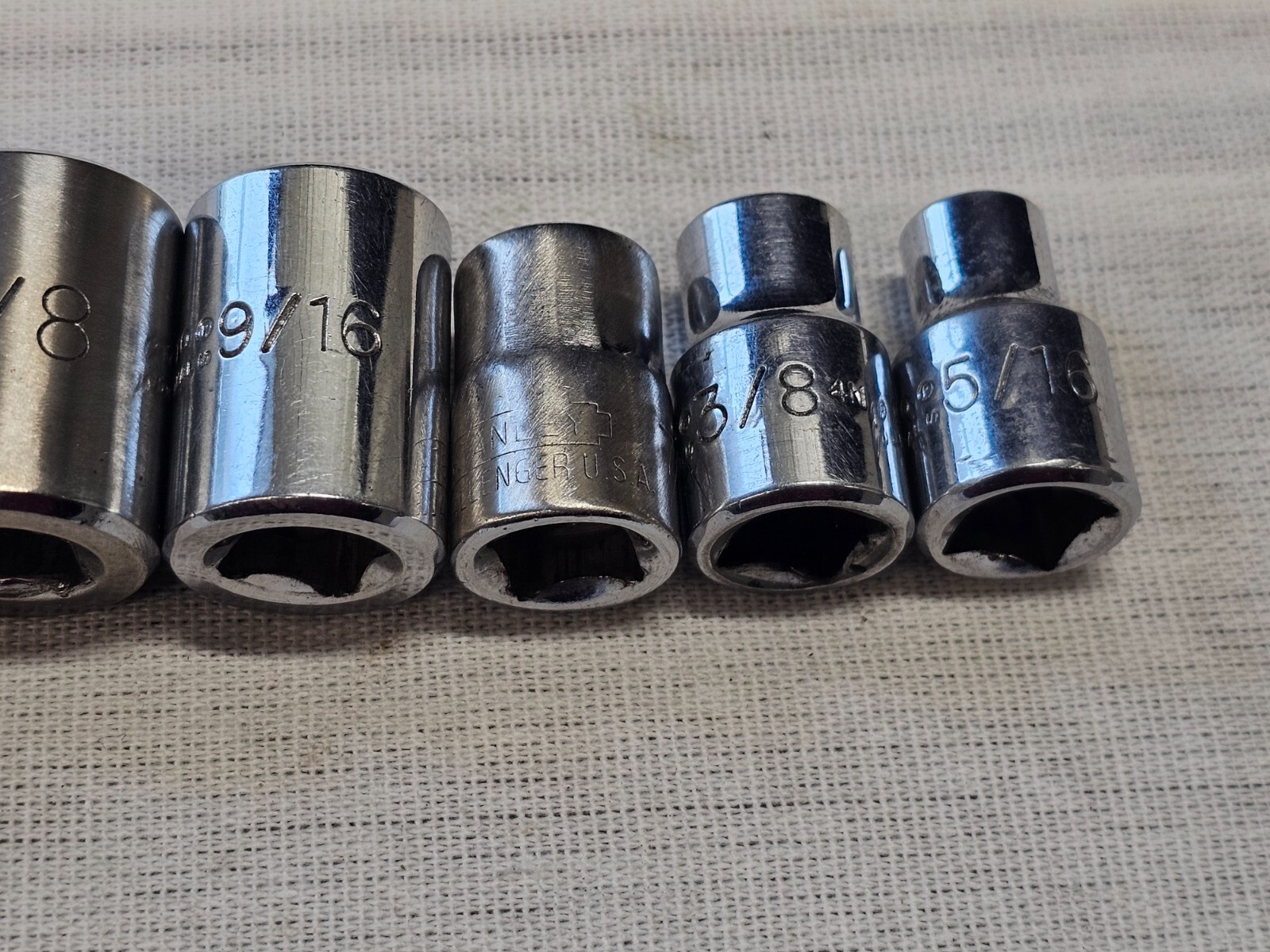 7 Proto Professional Sae Socket Set 3/8″ Drive 7/8 11/16 5/8 9/16 7/16 5/16″ USA