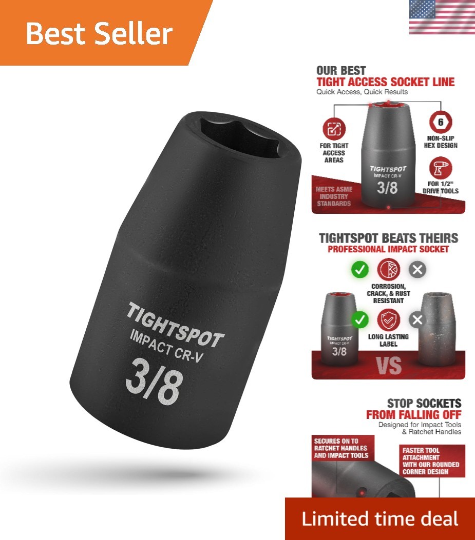 Compact 1/2 Inch Drive Socket with 6 Point Anti-Rounding for Tight Spaces
