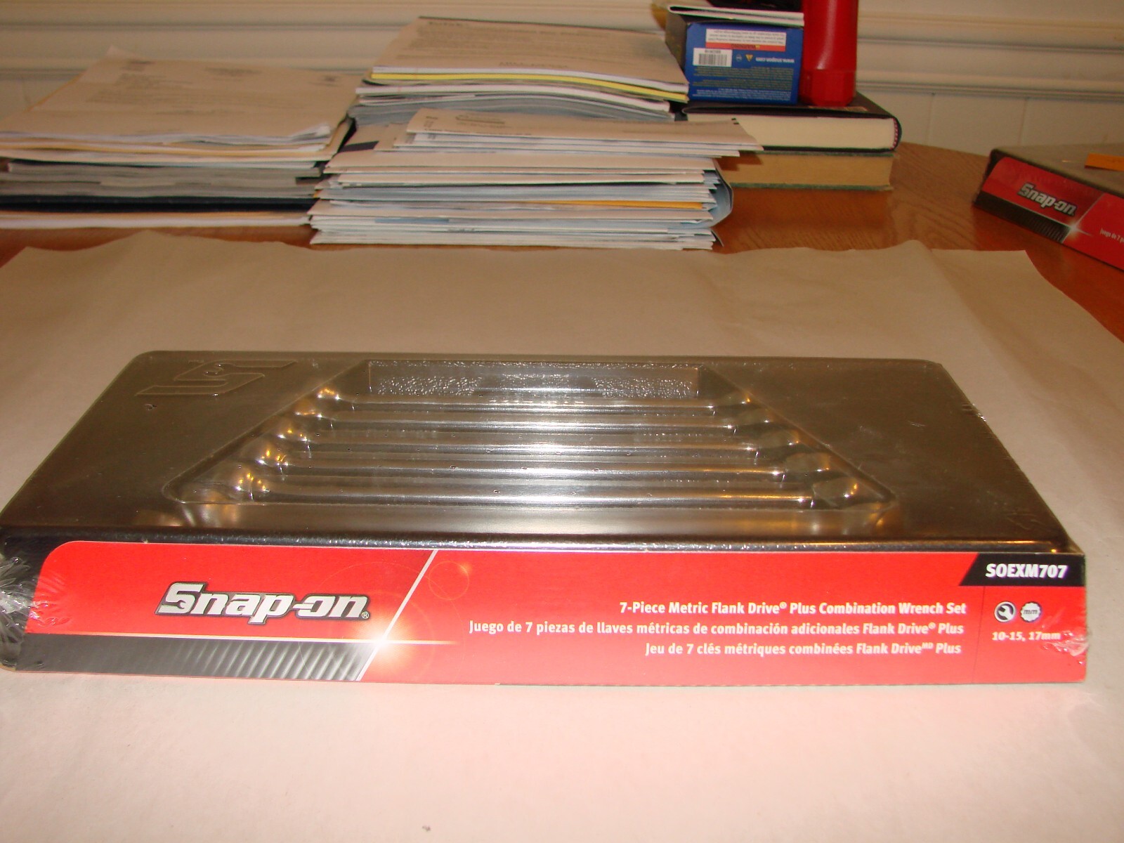 snap on 7 piece metric flank drive plus combination wrench set NEW