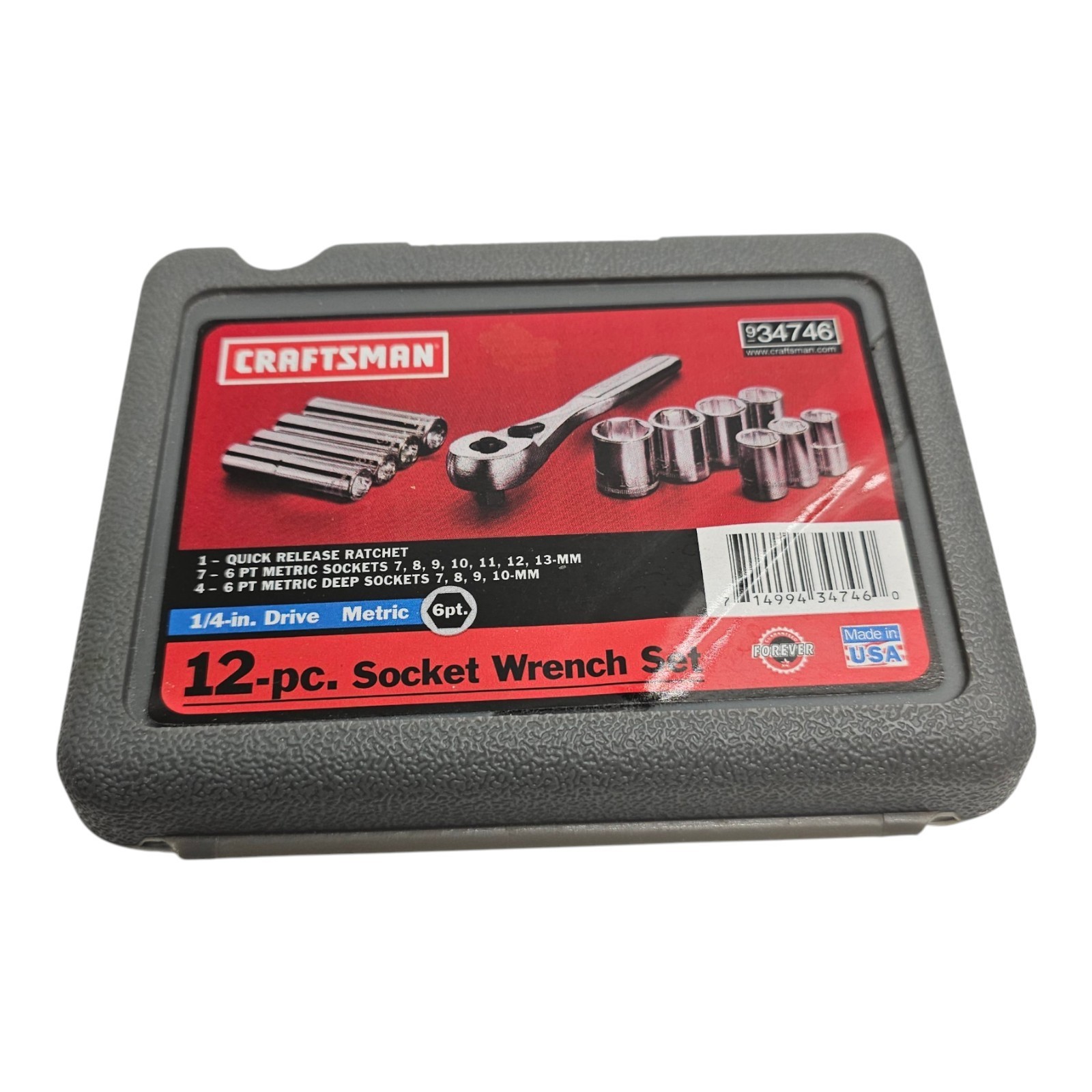 Craftsman Socket Wrench Set 44807 1/4 In Drive Metric 12 Pc USA Made