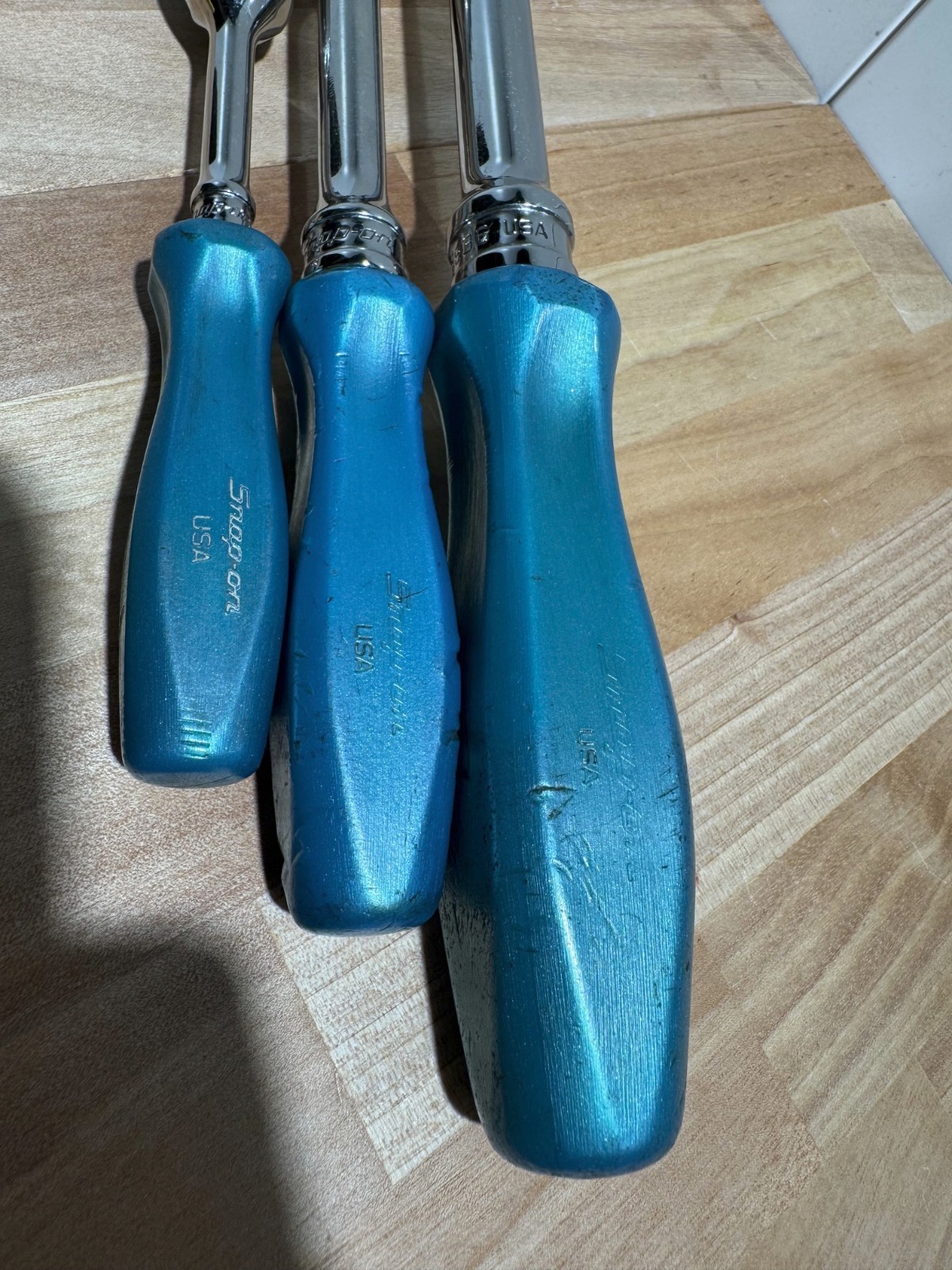 Snap-on S836/F836/TML836 1/2″ 3/8″ 1/4″ Drive rare Pearl Blue Ratchets 3Pc Set