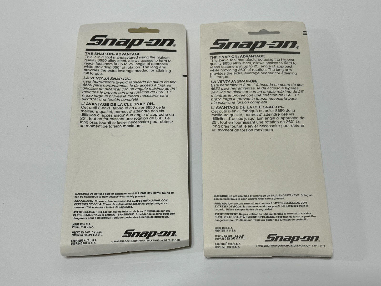 NEW Snap-On Tools USA (2) L Shaped Ball Hex Key Set- BHS13A SAE & BHM9A Metric