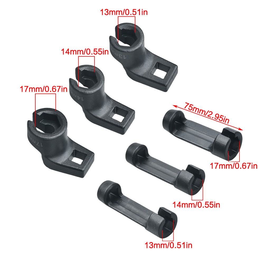 6pc Exhaust Gas Temperature EGT DPF Sensor Socket Removal Tool Set 13, 14, 17mm