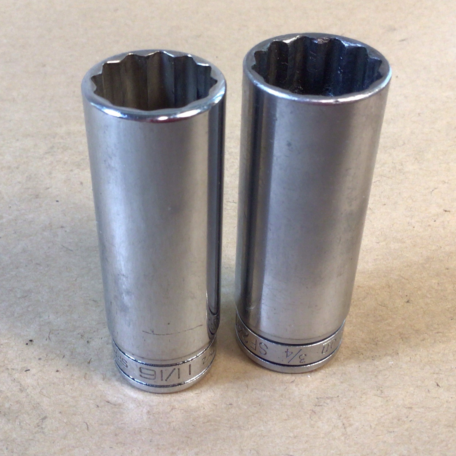 Snap On 3/4″ Deep Socket 3/8″ Drive 12 Point SF241 & 11/16” Snap On SF221