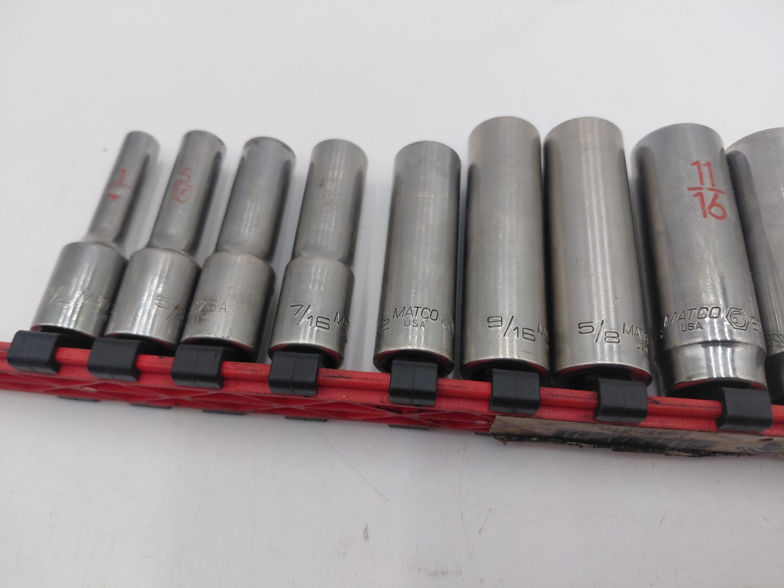 MATCO 13 Piece 3/8″ Drive SAE 6 Point Deep Chrome Socket Set Tools Garage