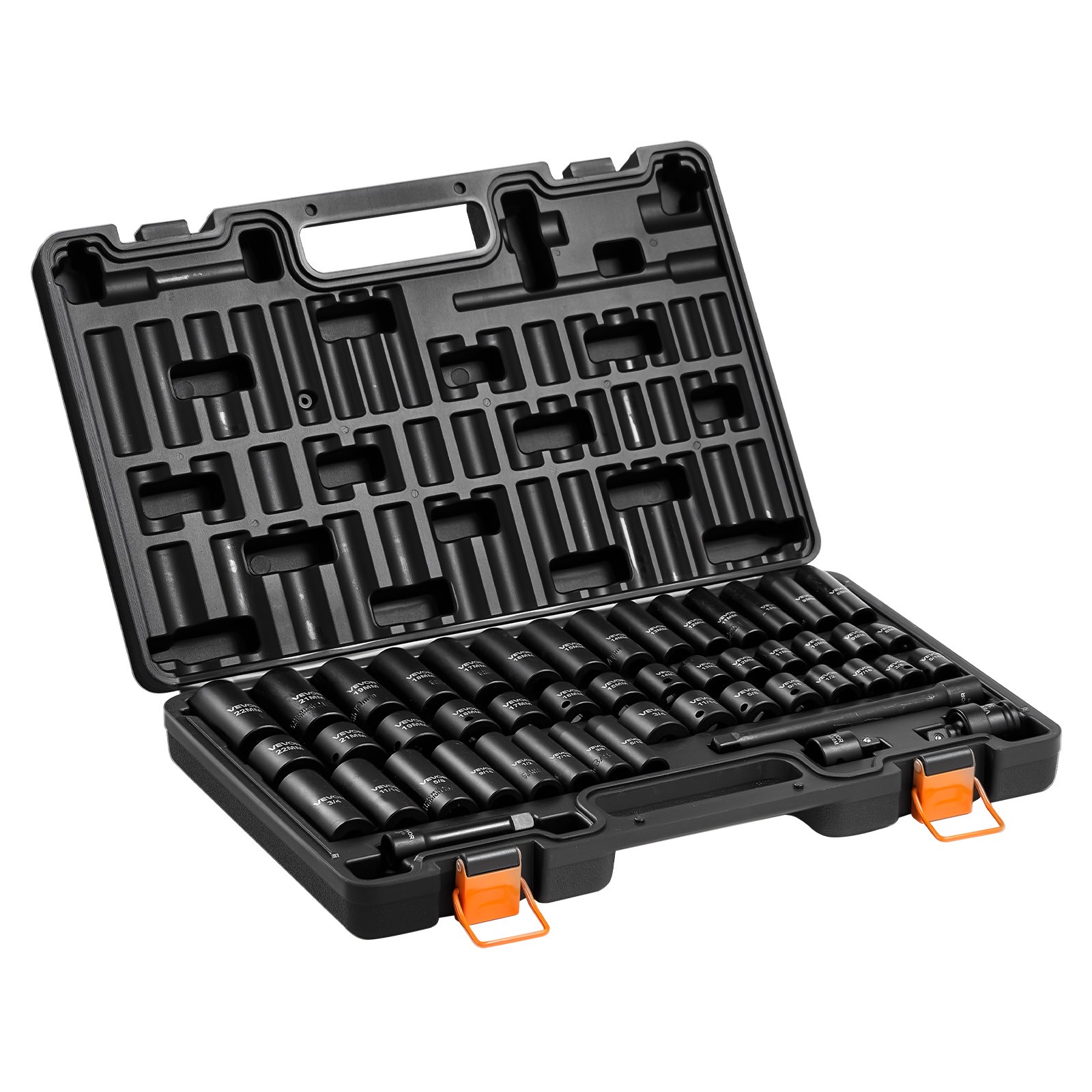 VEVOR Impact Socket Set 3/8″ Drive 48-Piece Socket Set 6-Point with Storage Case