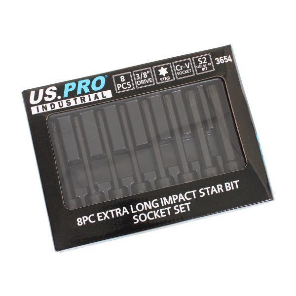 US PRO Industrial 8pc 3/8″ DR Extra Long Impact Star Torx Bit Socket Set T25-T60