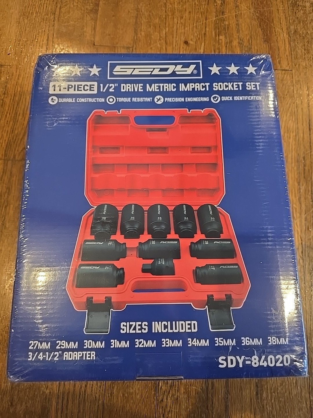 11 Piece SEDY 1/2 Drive Deep Impact Socket Set Metric Wheel 27 29 30-36 38 MM