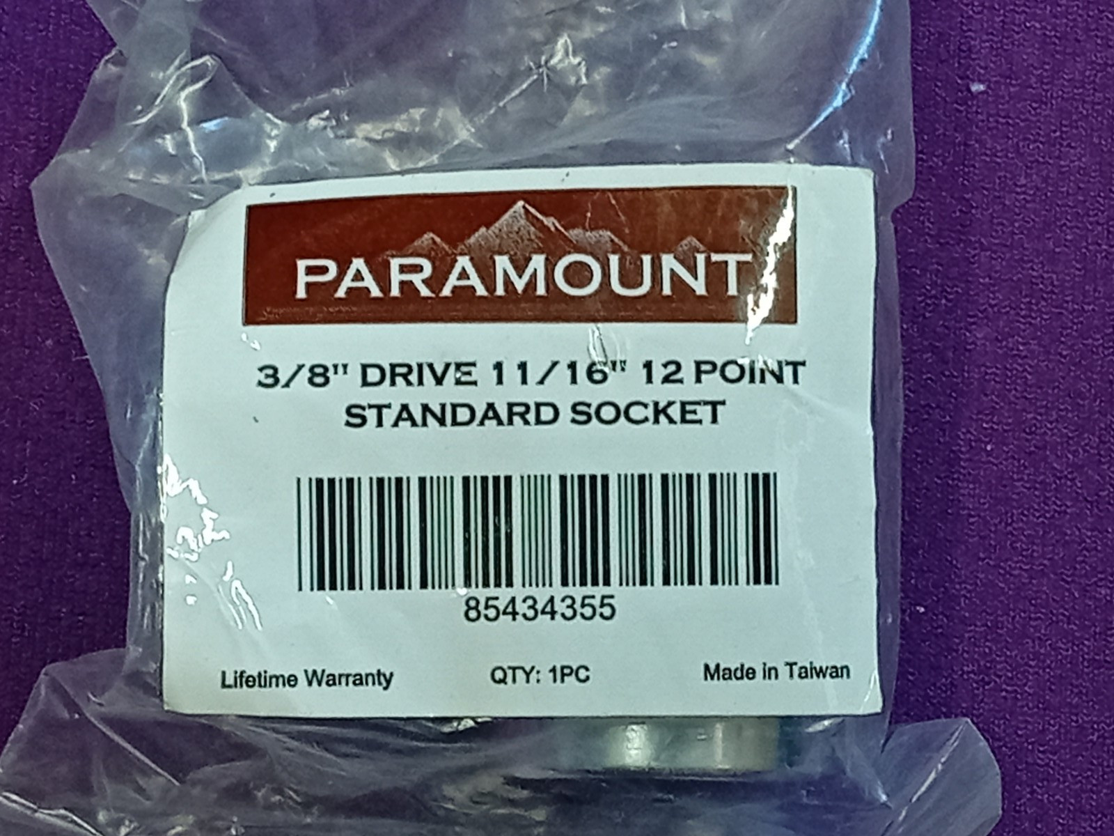 New Paramount, 3/8″ Drive, 11/16″ AF, 12 Point, CR-V Standard Socket, Taiwan