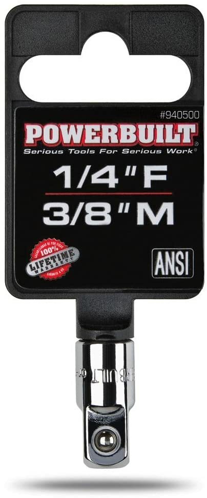 Powerbuilt 1/4 in. Drive (F) X 3/8 in. Drive (M) Socket Adapter – 940500
