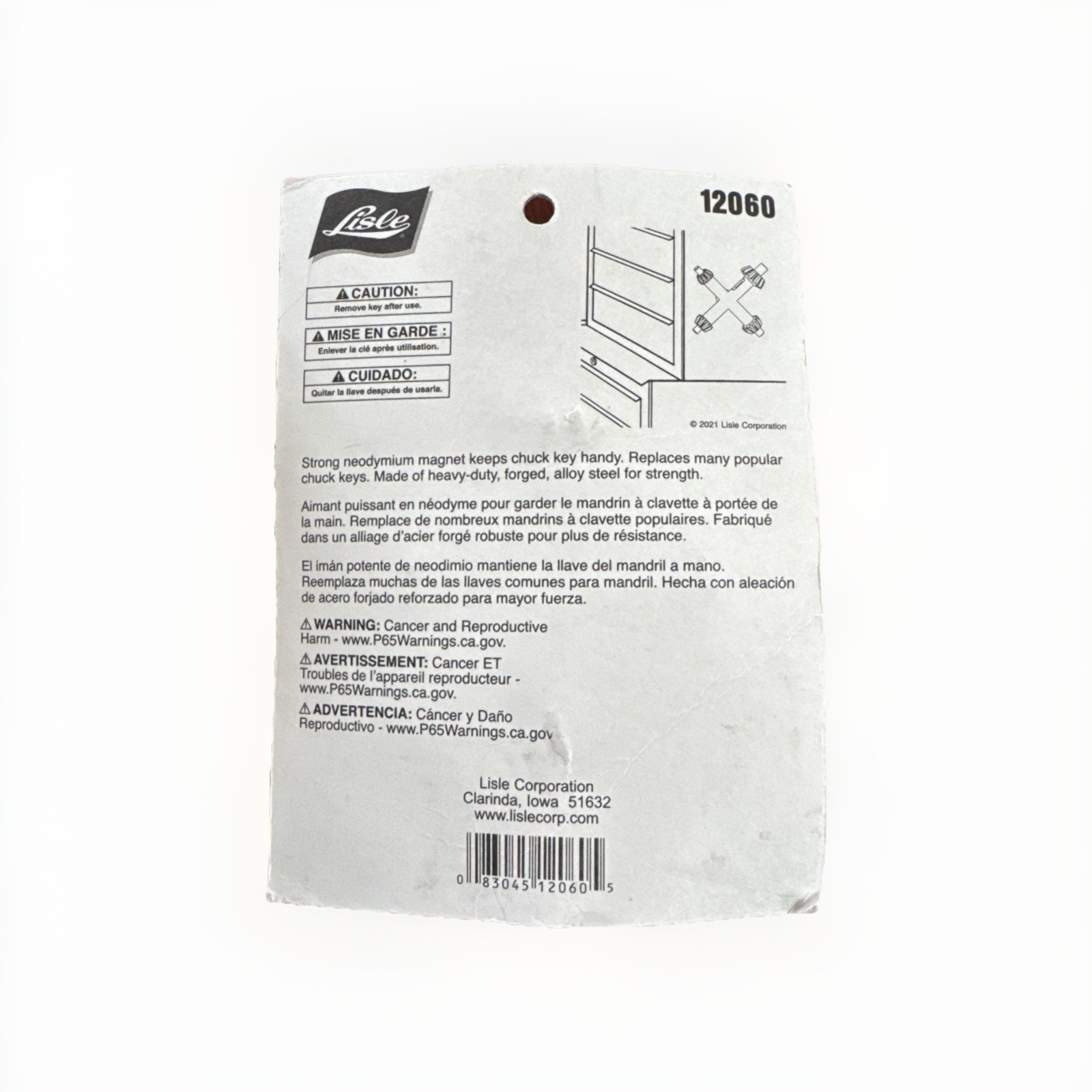 Lisle 12060 Large Master Magnetic Chuck Key with 4 Sizes