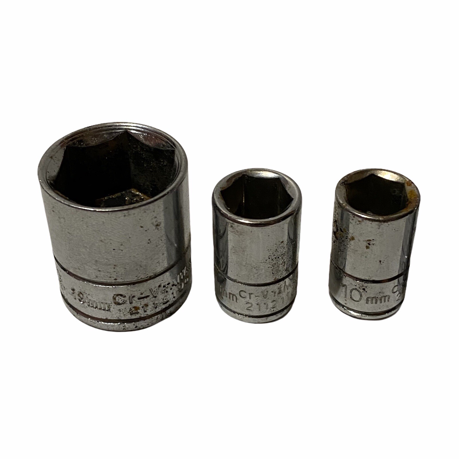 Metric CR-V 6 Point Sockets 11mm 10mm 9 7 4 19 Vintage