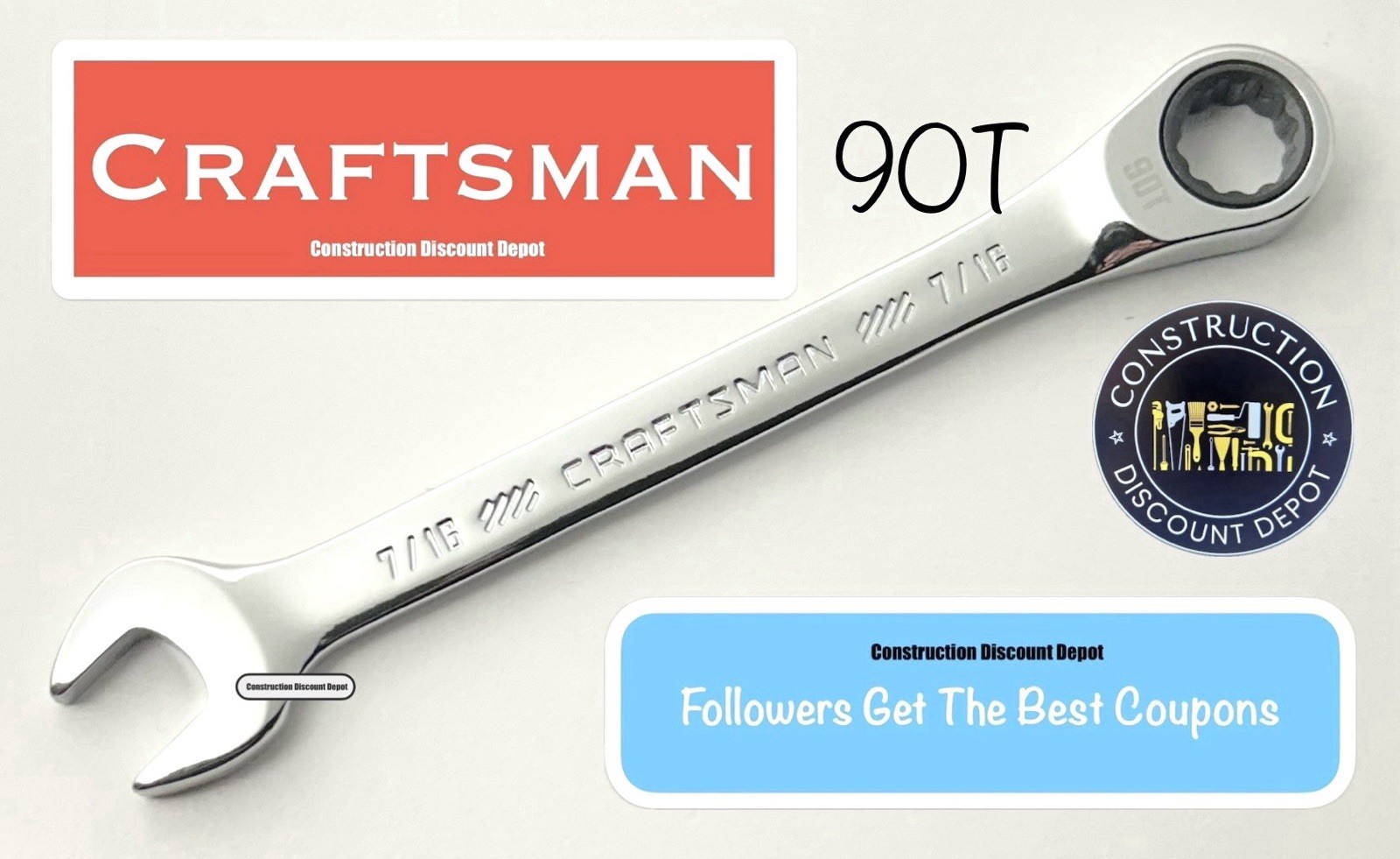 Craftsman 90T CMMT87235 7/16″ In SAE Combination Ratcheting Wrench 12 Point