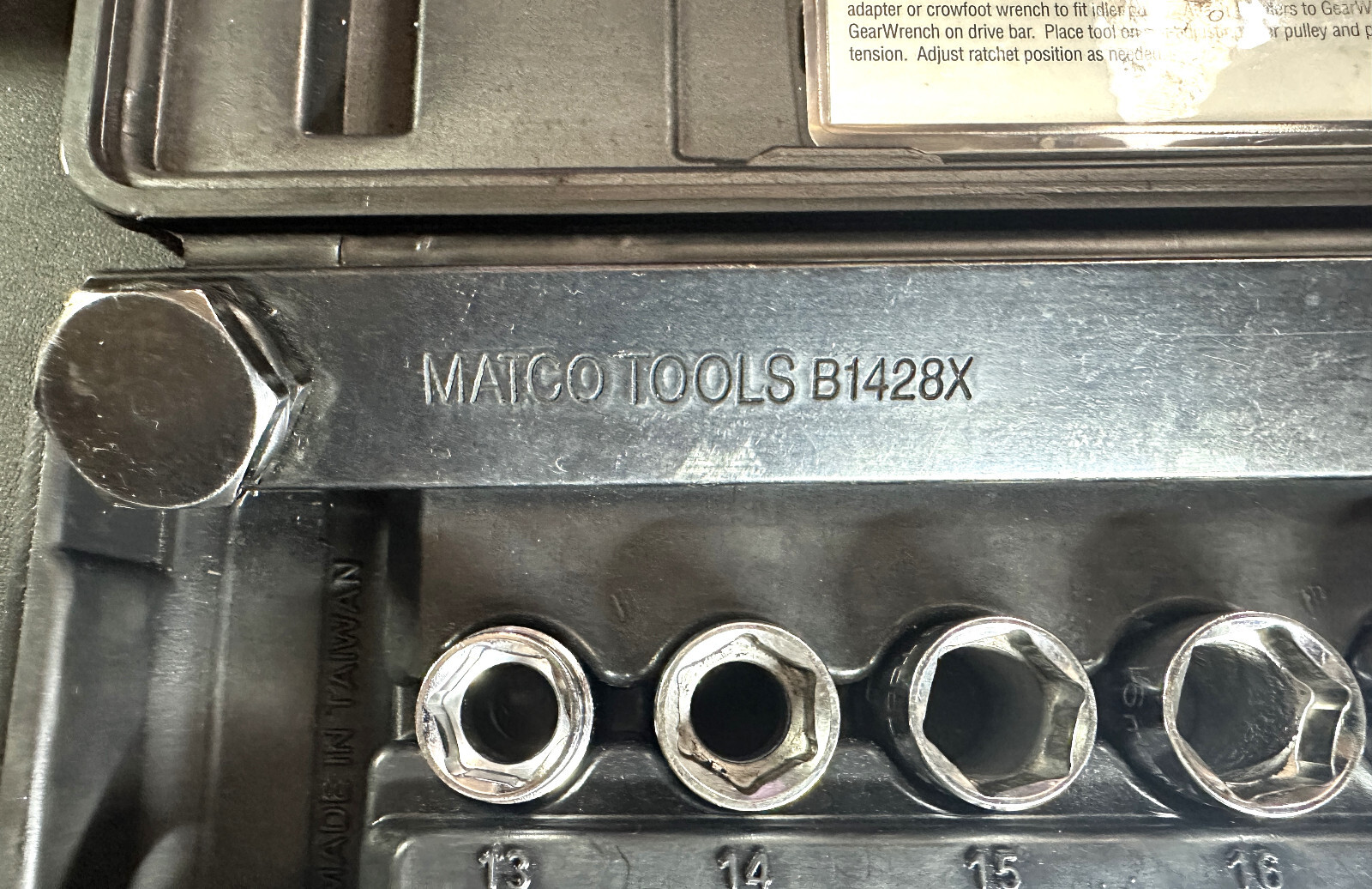MATCO TOOLS MSBT15 15-PIECE SERPENTINE BELT WRENCH SET