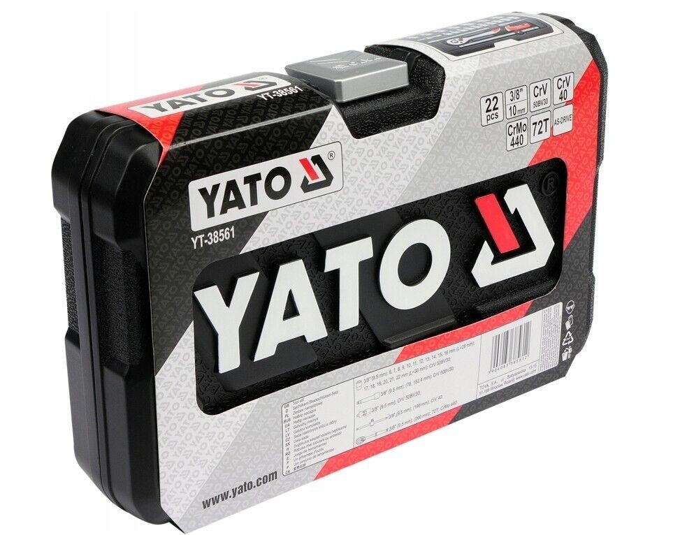3/8″ Socket Set Ratchet 22pcs Yato Professional AS-DRIVE In Handy Case YT-38561