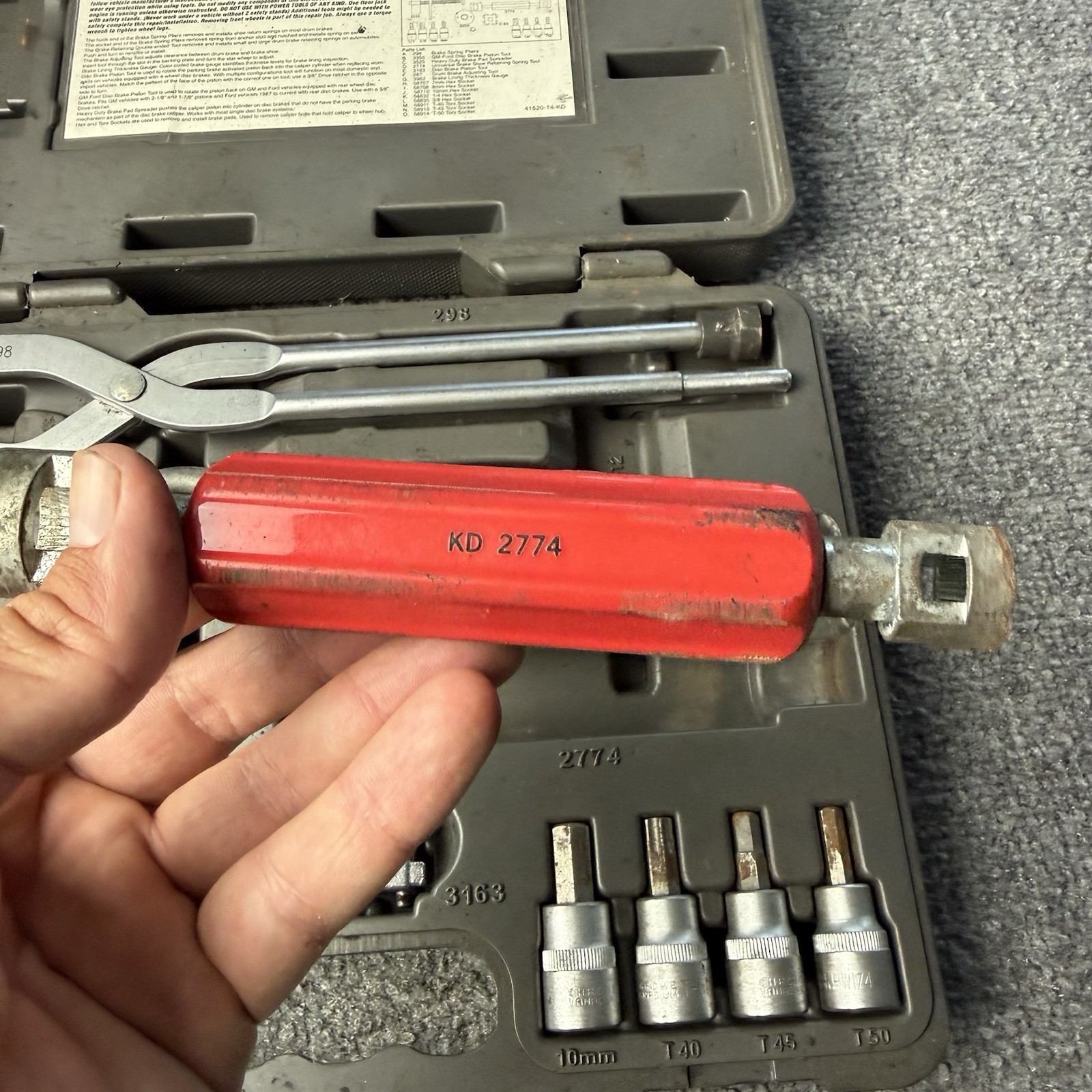 KD Tools 41520 Brake Service Kit 15 Pc Disc Drum Master Pliers Sockets Case