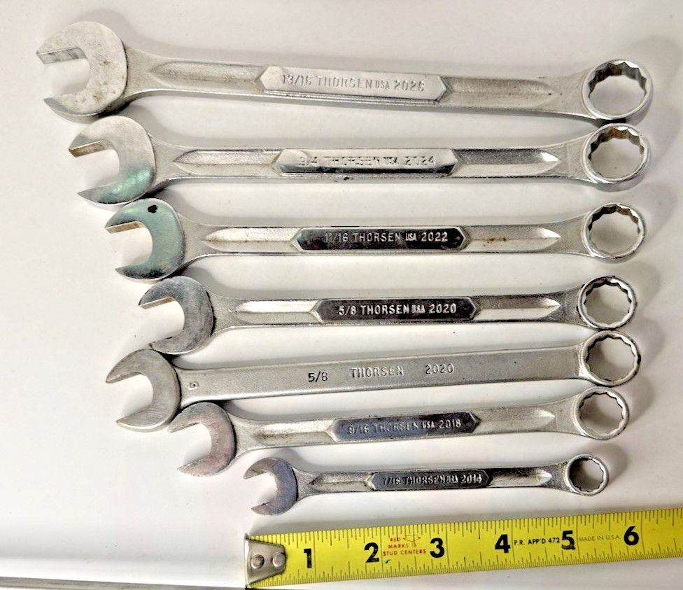 Thorsen 7 Pc SAE Combination Wrench Set 7/16-13/16 USA LOT
