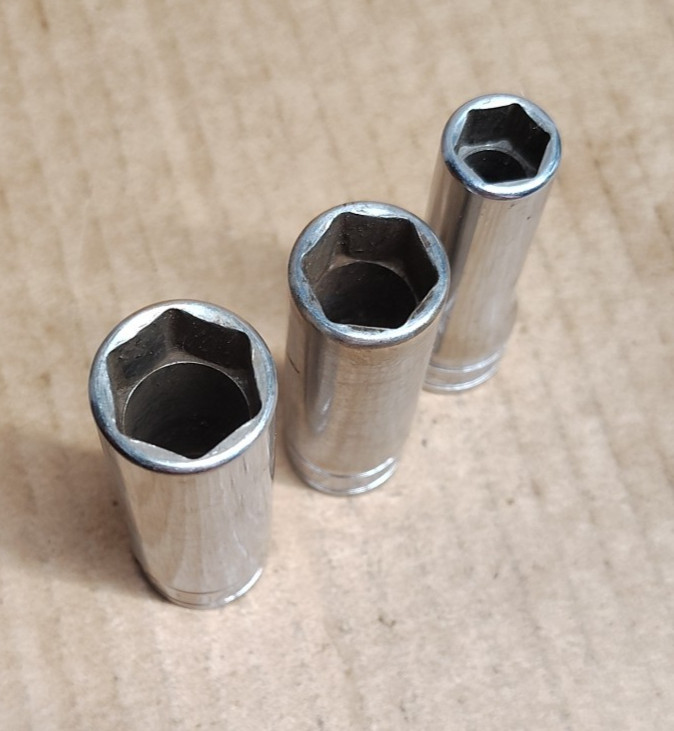 3pc Snap-On Tools 3/8″ Dr 12-Point Socket SAE Chrome Deep SFS121, SFS161, SFS181