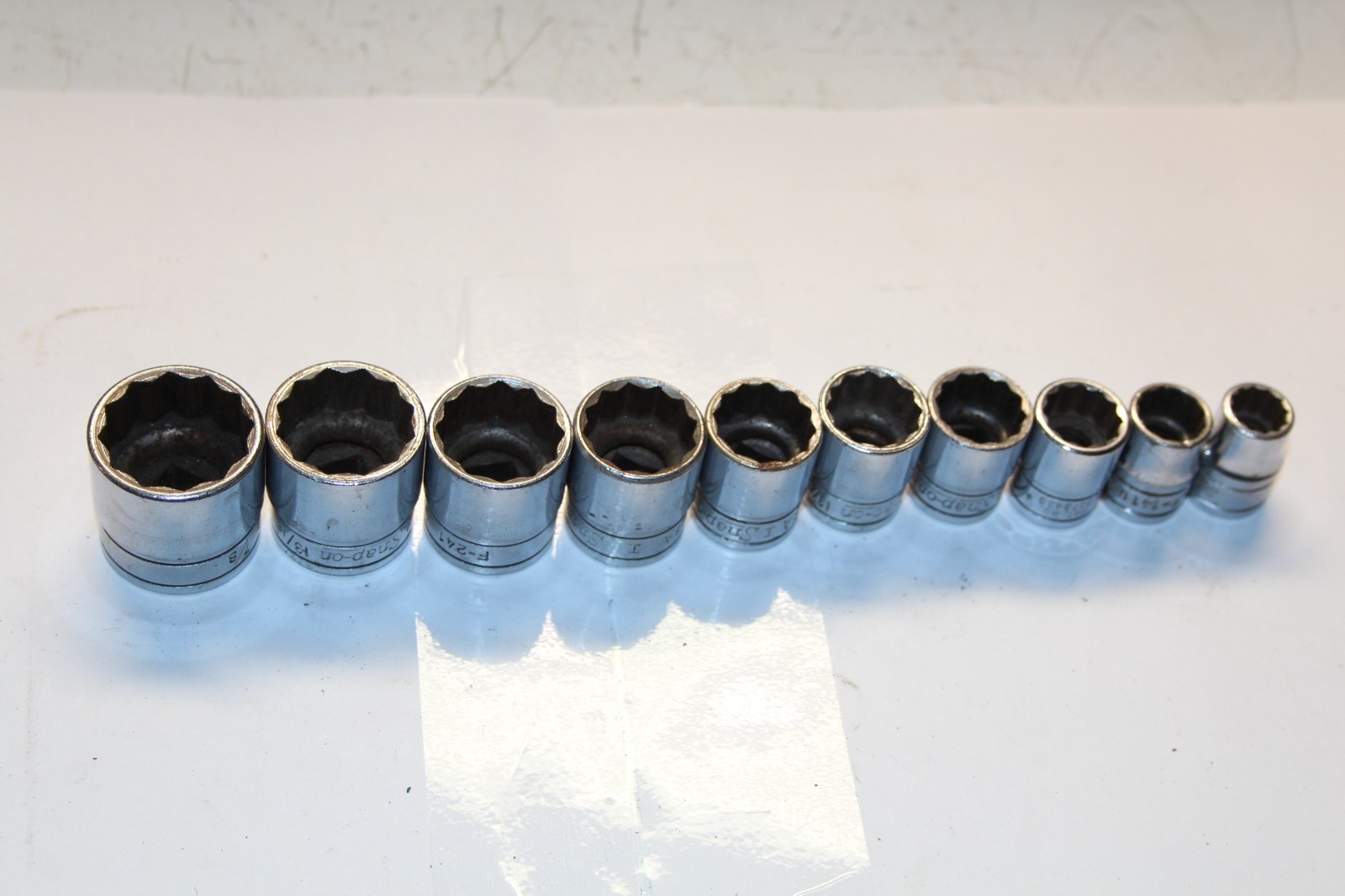 SNAP-ON TOOLS 3/8″ Drive 12-Point SAE Shallow Socket Set (3/8″-7/8″) 10PCS USA