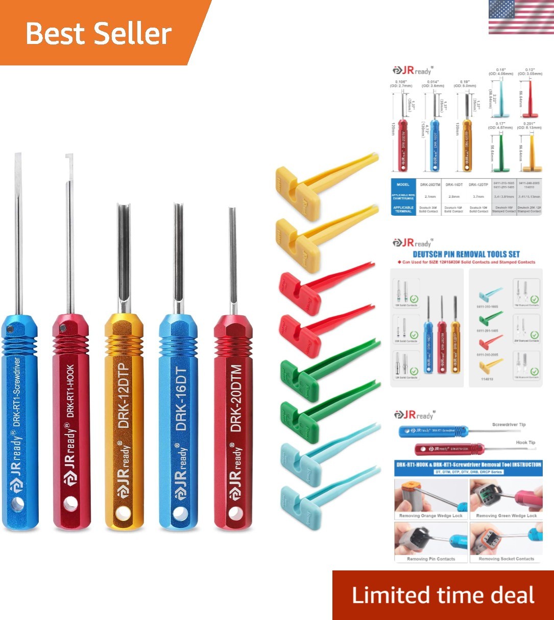 13PCS Connector Terminal Removal Tool Kit – Solid & Stamped Contacts