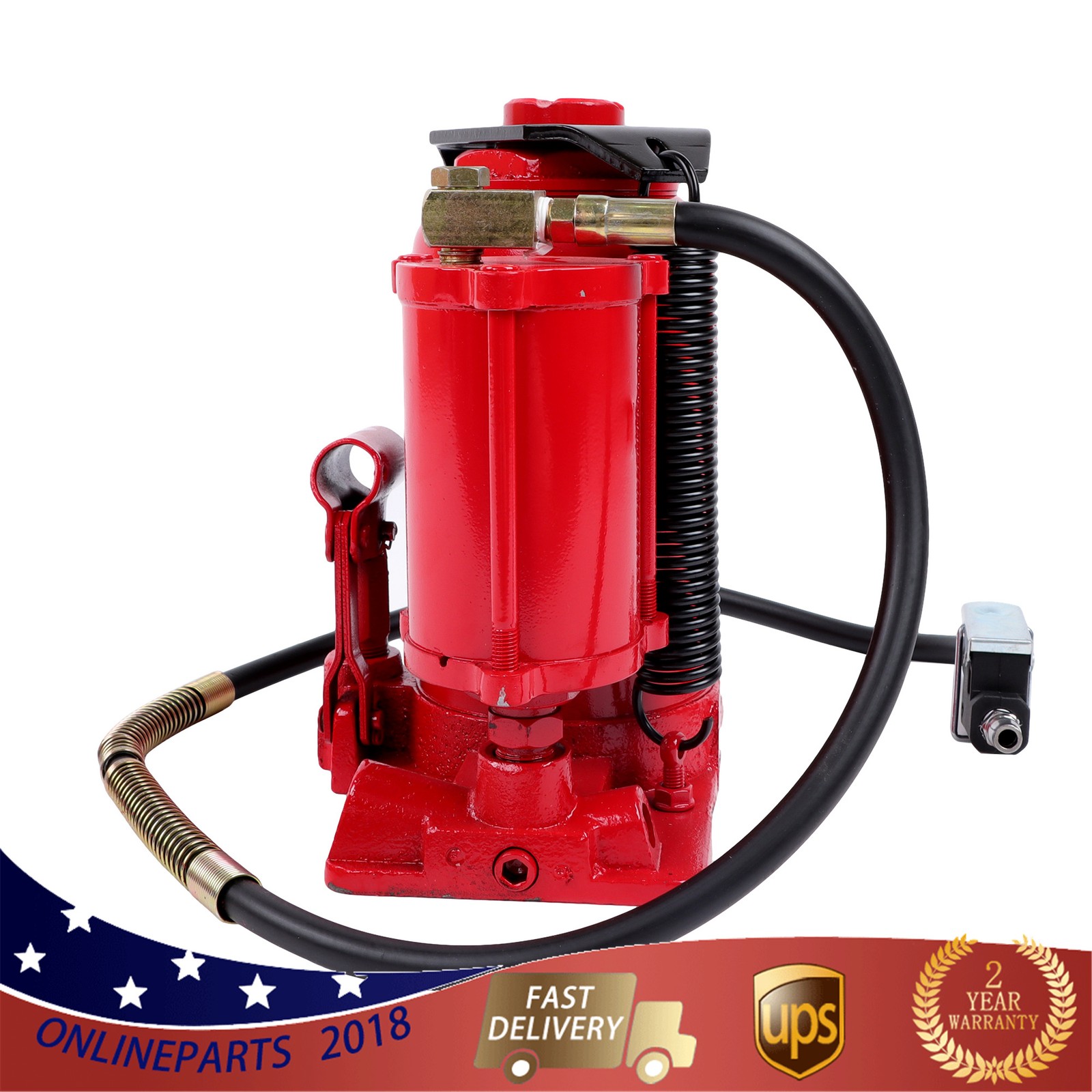 Pneumatic Air Hydraulic Bottle Jack with Manual Hand Pump, 20 Ton (40,000 lb)