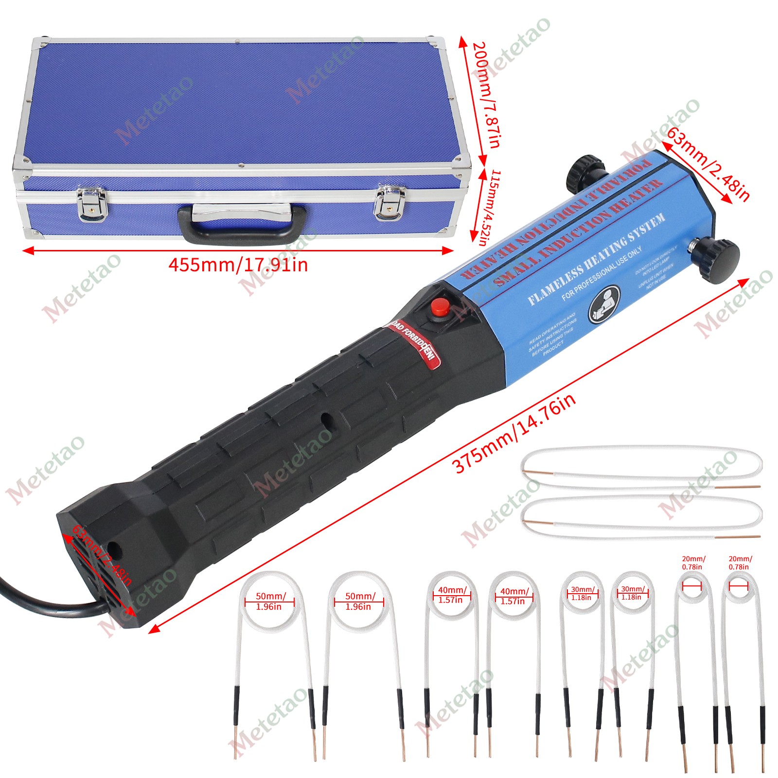 1300W Induction Heater Magnetic Induction Heater Kit 10 Coils Thermal Protection