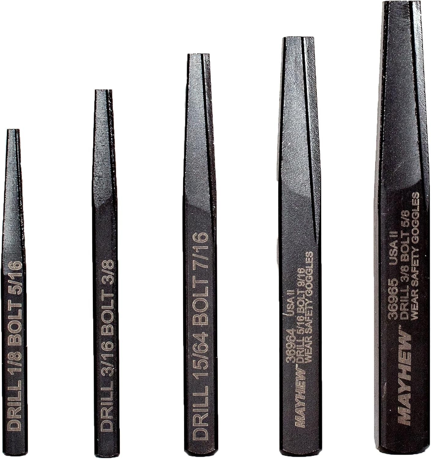5-Piece Screw Extractor Set with Rust-Resistant Black Oxide Finish