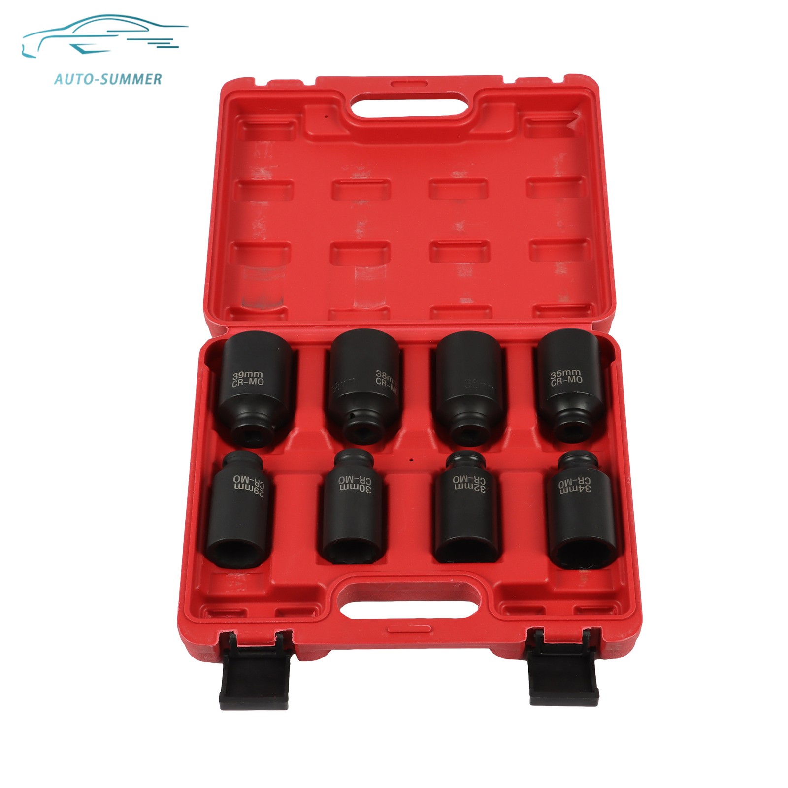 8PCS 1/2″ Deep Spindle Axle Nut Impact Socket Set 12 Point Metric Large Socket