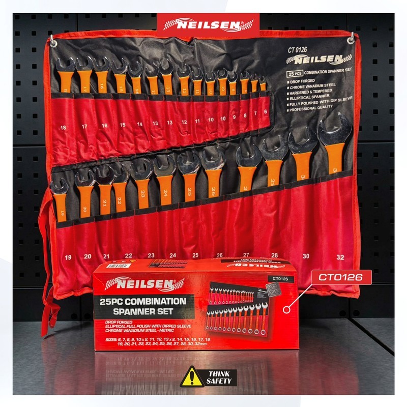 HEAVY DUTY SOFT GRIP 25PC COMBINATION METRIC SPANNER WRENCH RING SET CT0126