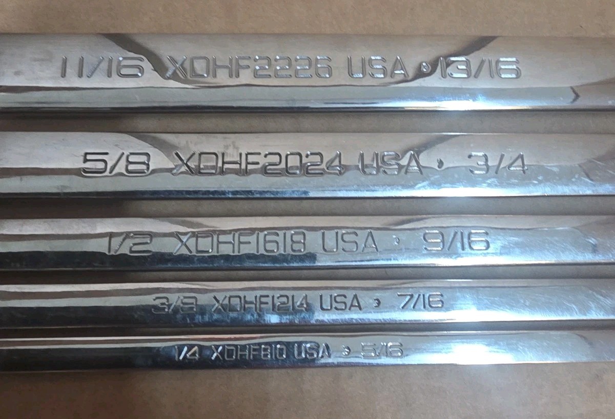 Snap-on Tools USA NEW 5pc SAE High Performance 0° Box End Wrench Set