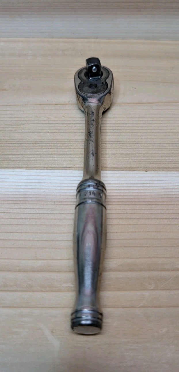 Snap-On F710D 3/8» Drive Standard Handle 7 1/2” Chrome Ratchet Vintage
