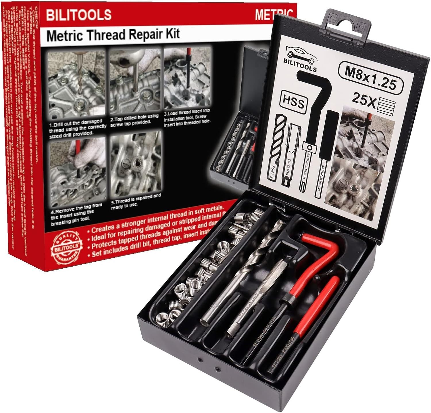 Complete M8x1.25 Thread Repair Kit – Tools for Automotive & Plumbing Use