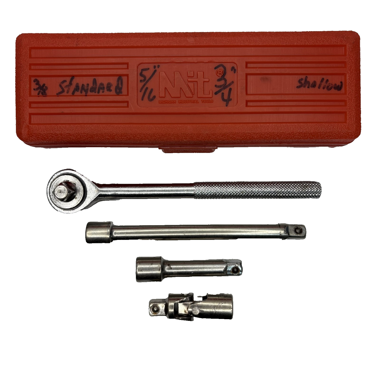 MIT 3/4″ Drive 5/16–3/4″ 6 Point Socket Set 8pc Shallow w/ Ratchet & Extensions