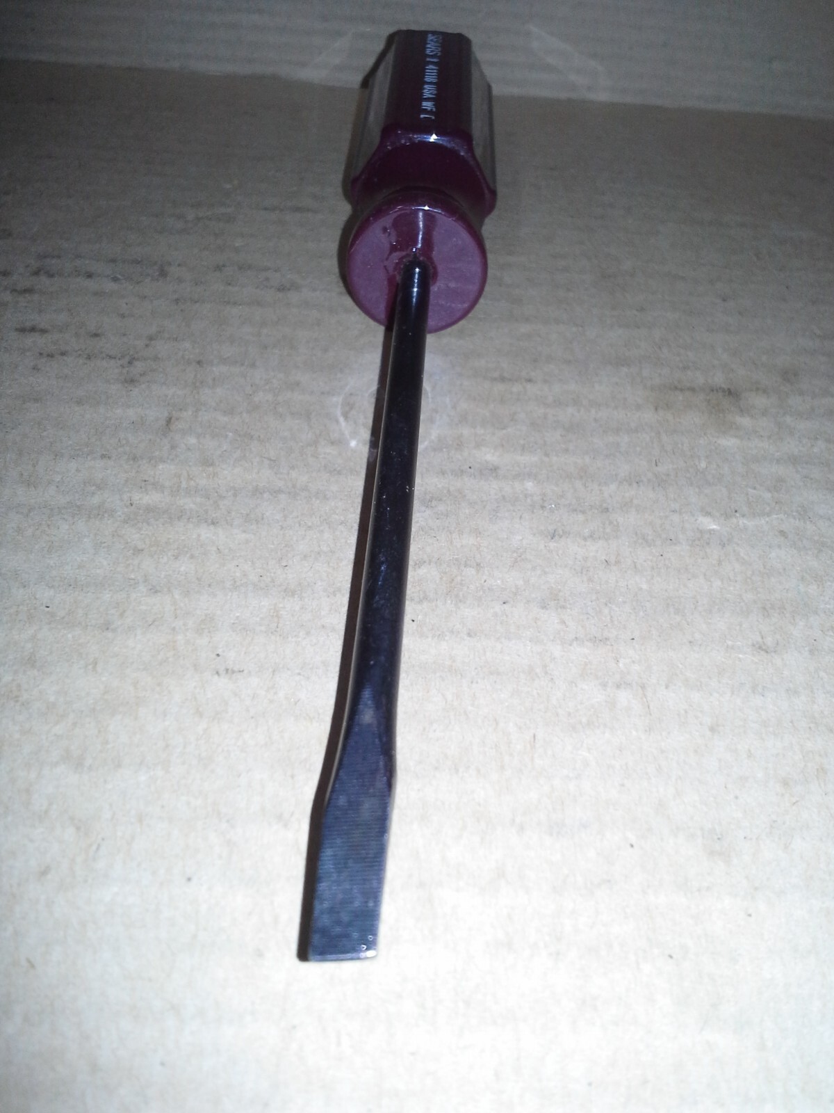 VTG. Sears 9_41118 USA WF Burgundy Handle Flat Head Screwdriver. VGC