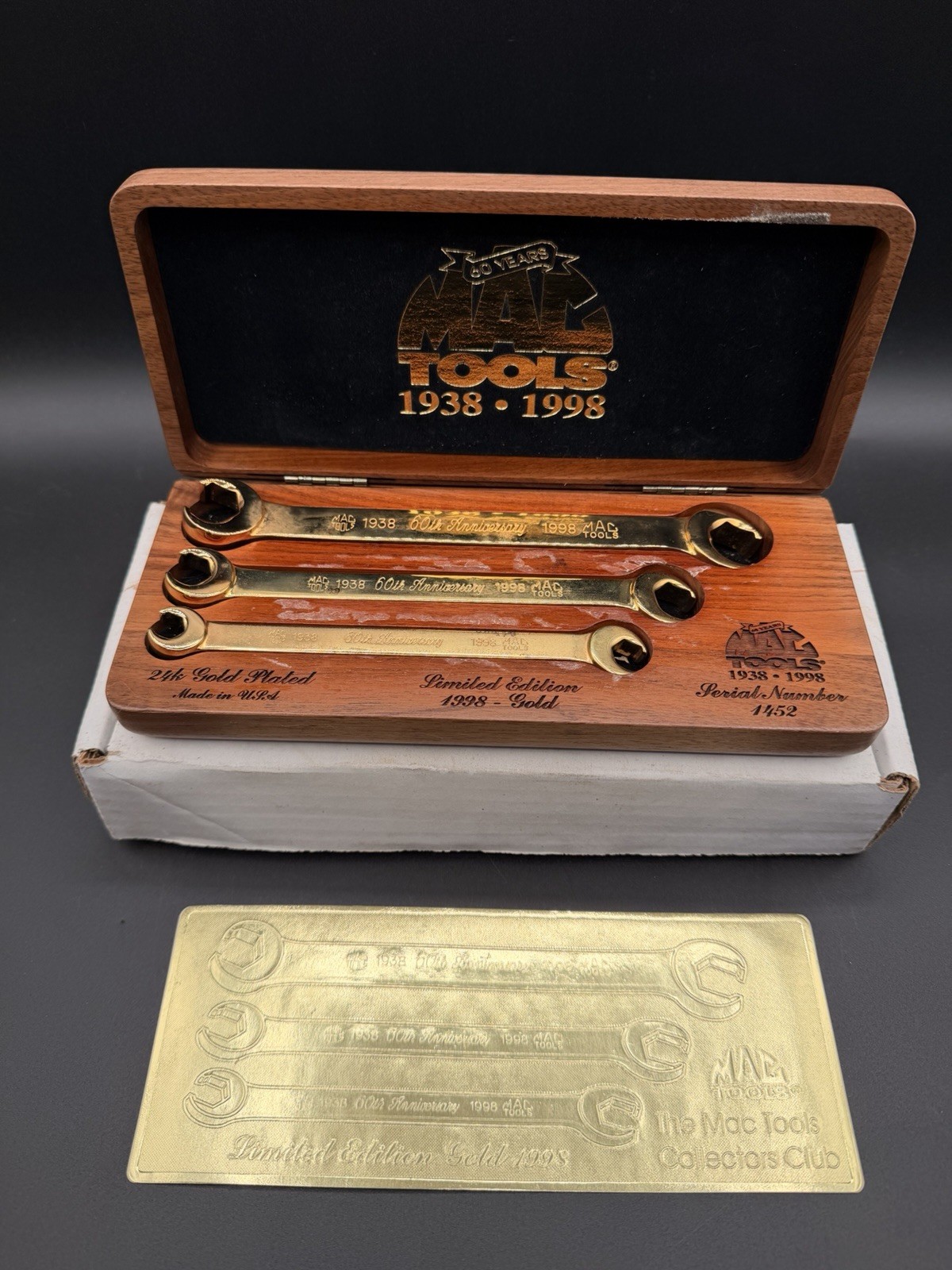Mac Tools 60th Anniv Ltd Ed 24kt Gold Plated Hexagonal Flare Nut Wrench Set