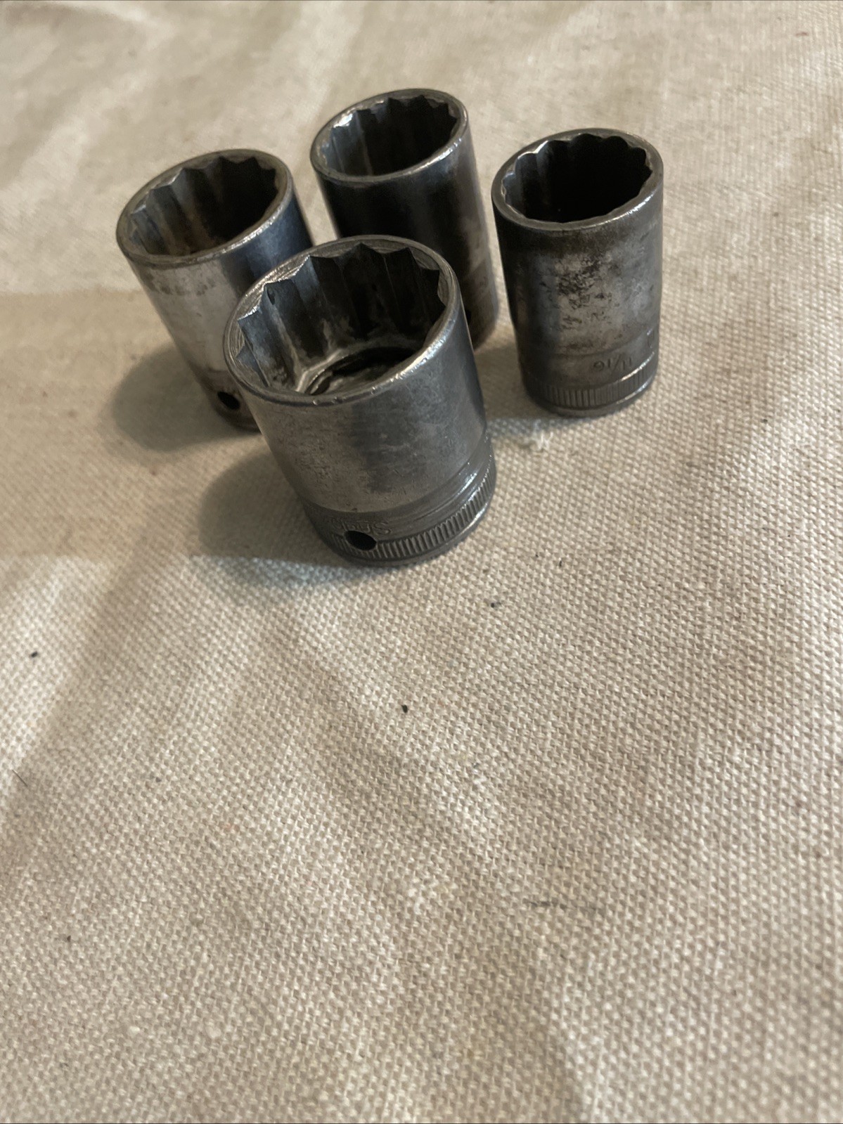 Snap On USA Socket Set 1/2” Drive 12 Point SAE 11/16”-1” Vintage 4pc #B6