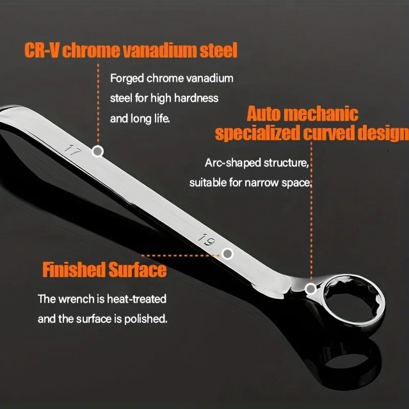 Premium Chrome Vanadium steel Tools 45-Degree Deep Offset Double Box End Wrench