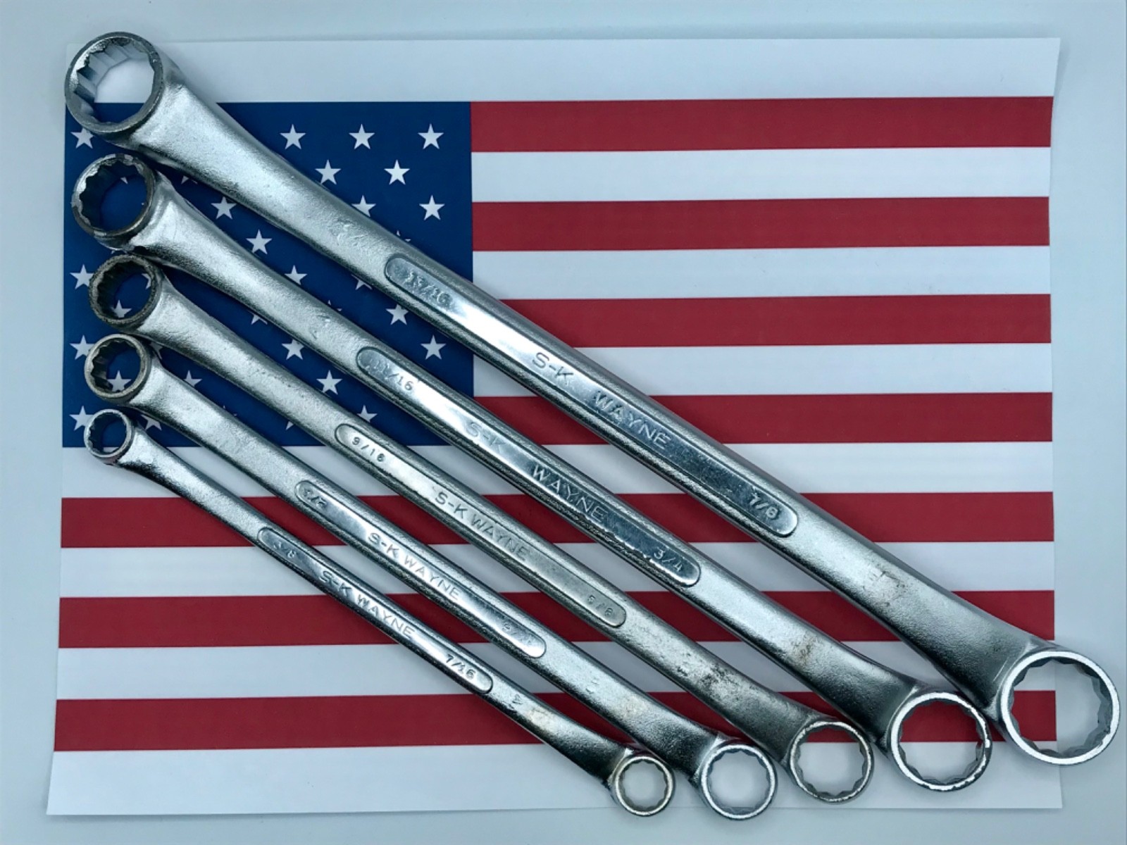 Vintage S-K Wayne SAE 5-Piece Offset Box Wrench 3/8”-7/8” Set, USA 🇺🇸