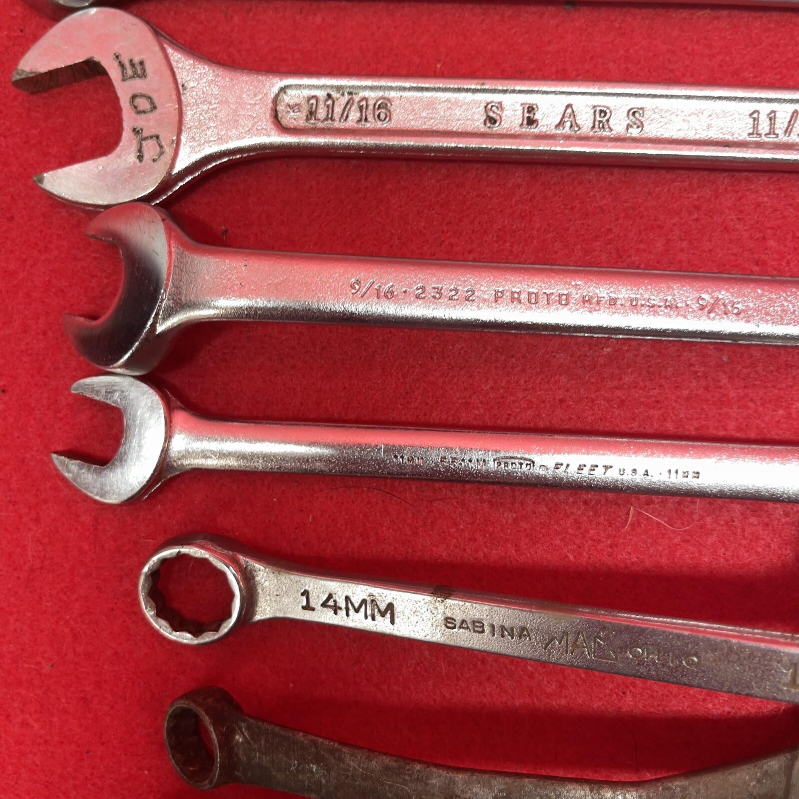 Snap on Lot of 9 MAC Proto Sears BluePoint Bonney Combination Wrenches Mechanic