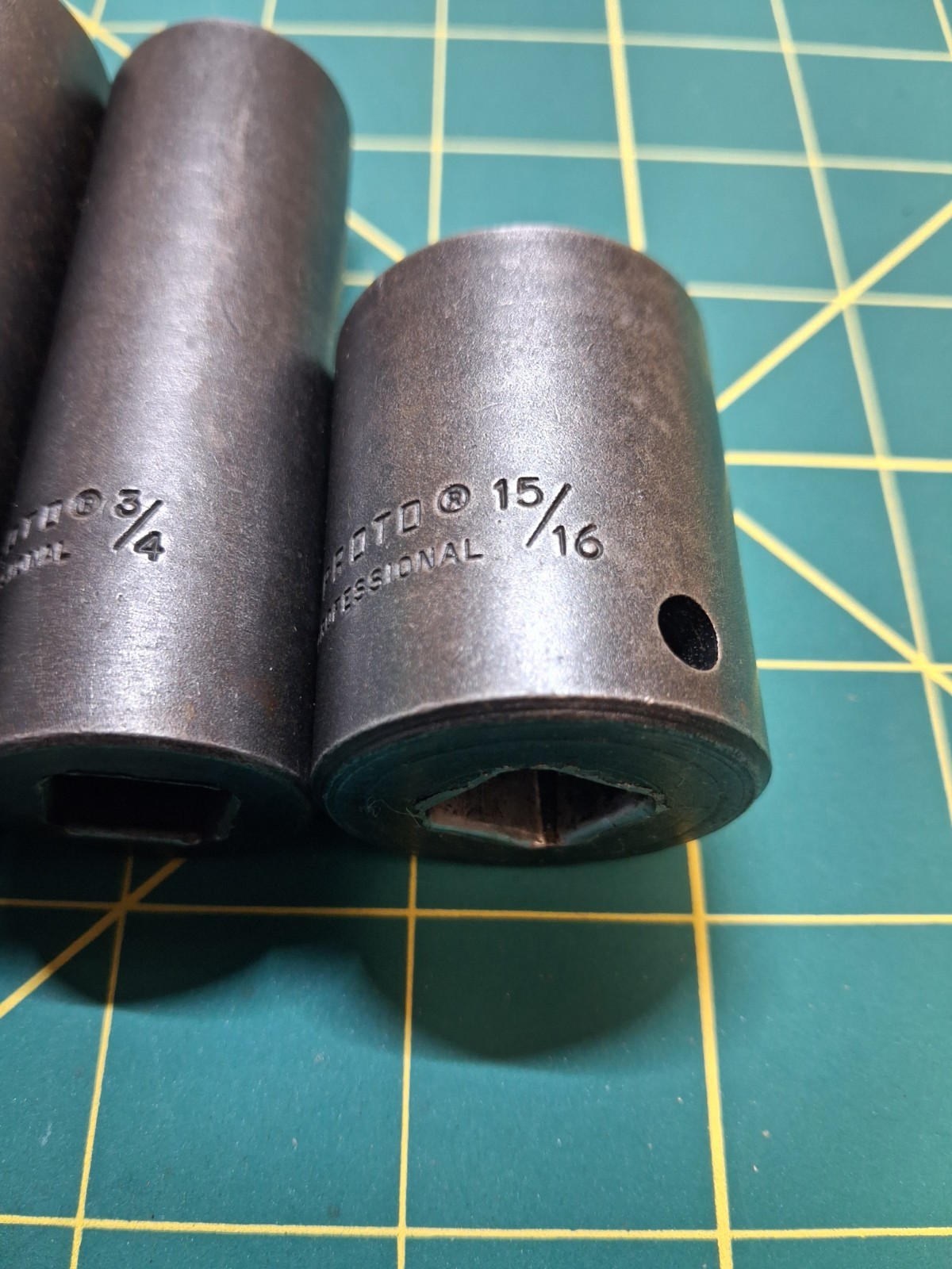 Proto Professional 1/2″ Drive 3 Piece Lot 6pt & 8pt Impact Sockets 15/16 3/4