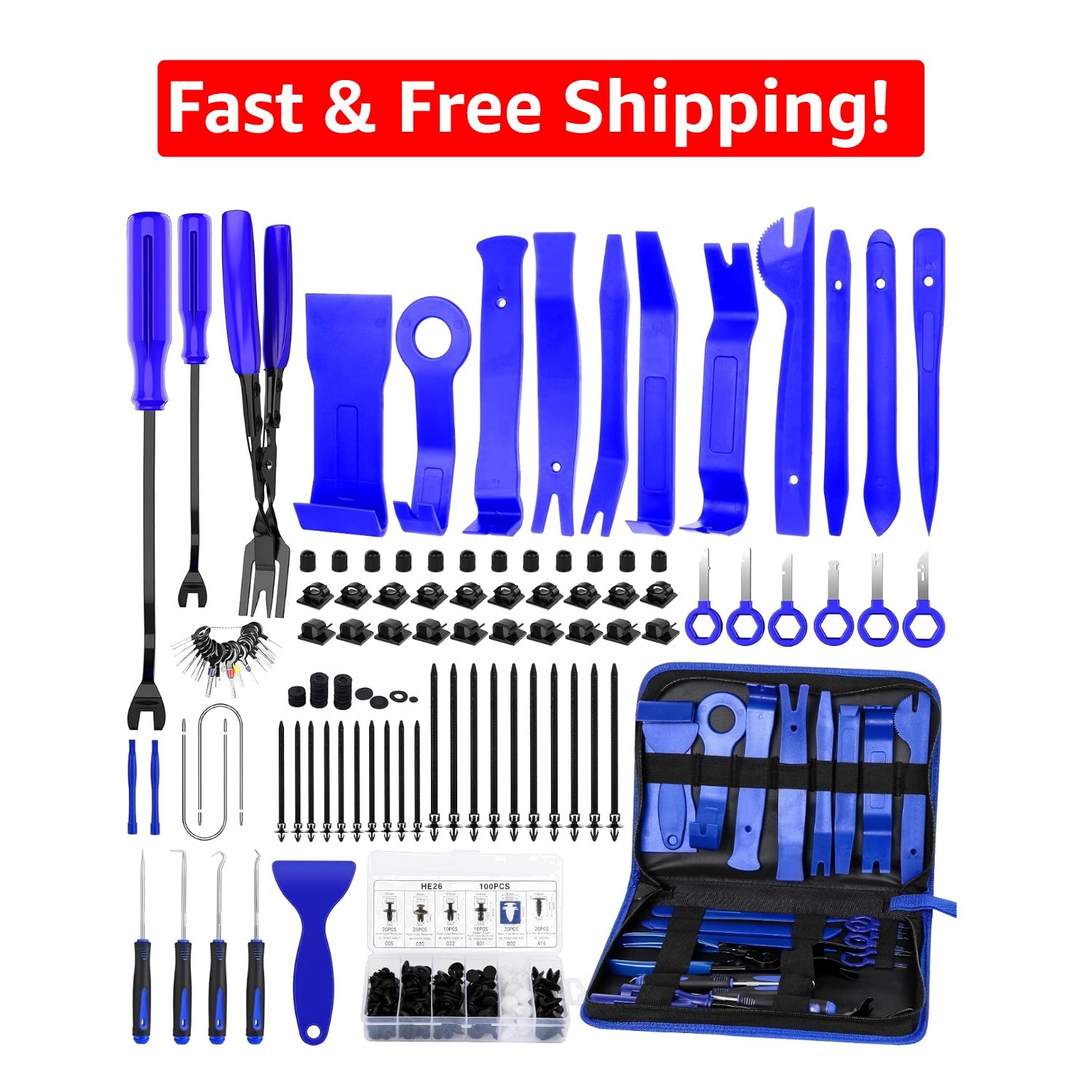 Ergonomic 248-Piece Trim Removal and Fastening Tool Set – Perfect for Repairs