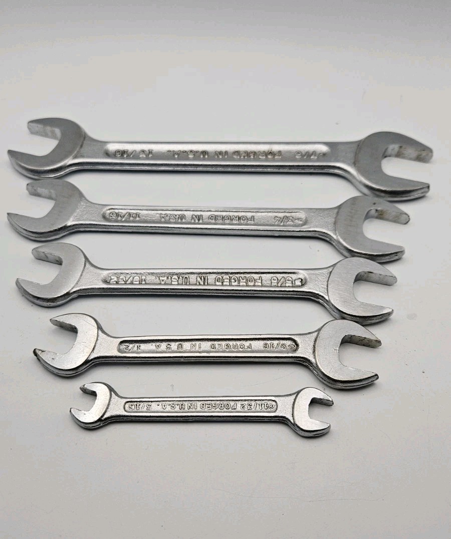 Vintage Sears 5pc Open End Both Ends Wrench Set Made In The USA SAE Clean Set!