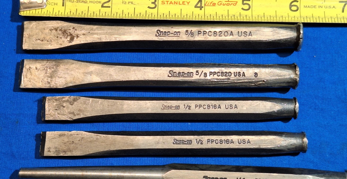 Snap-On 12 piece punch and chisel set PPC820A PPC110A PPC208A PPC108A PPC816A
