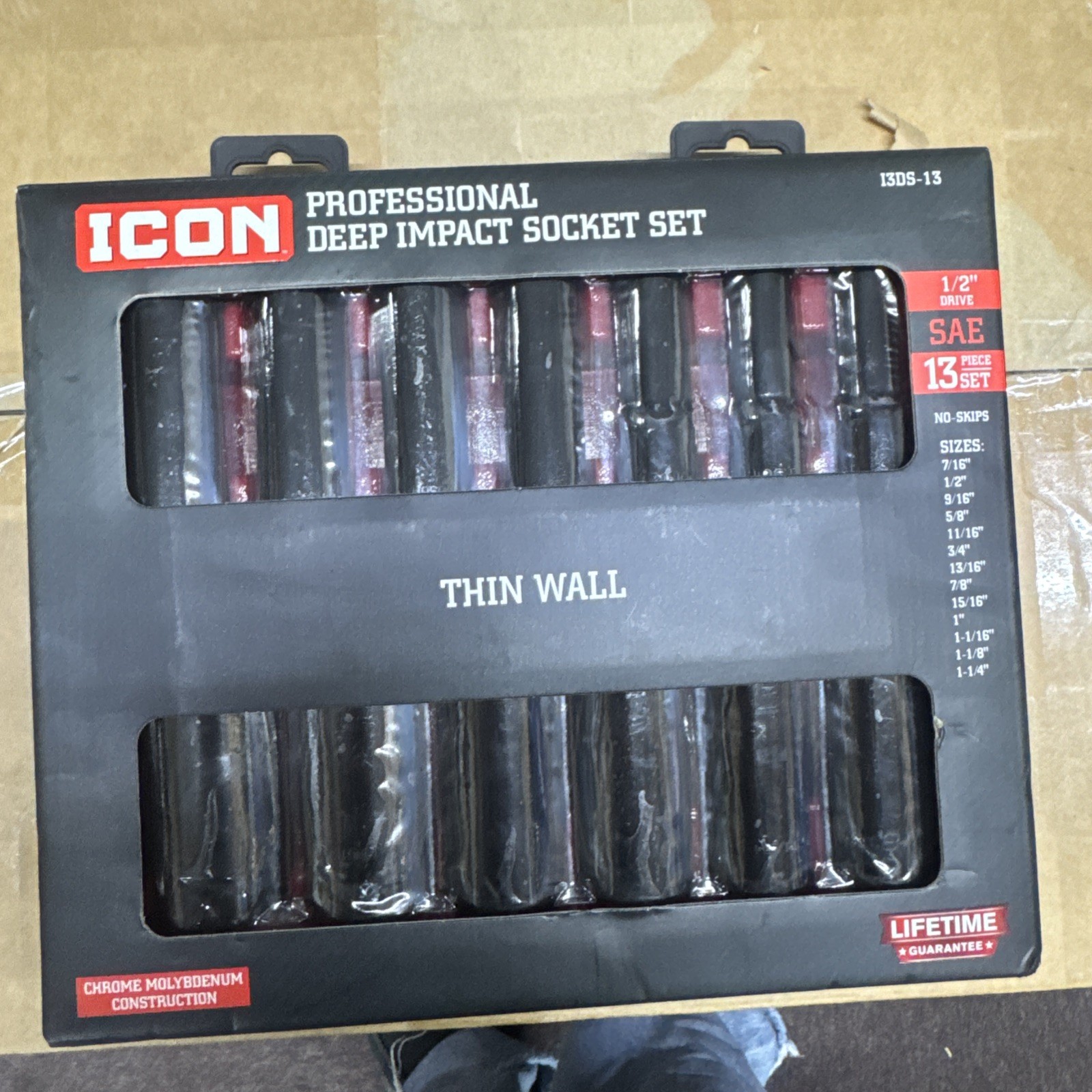 ICON Deep Impact Socket Set 1/2″ Drive SAE 6 Point 13 Pc. 7/16” To 1-1/4” – New