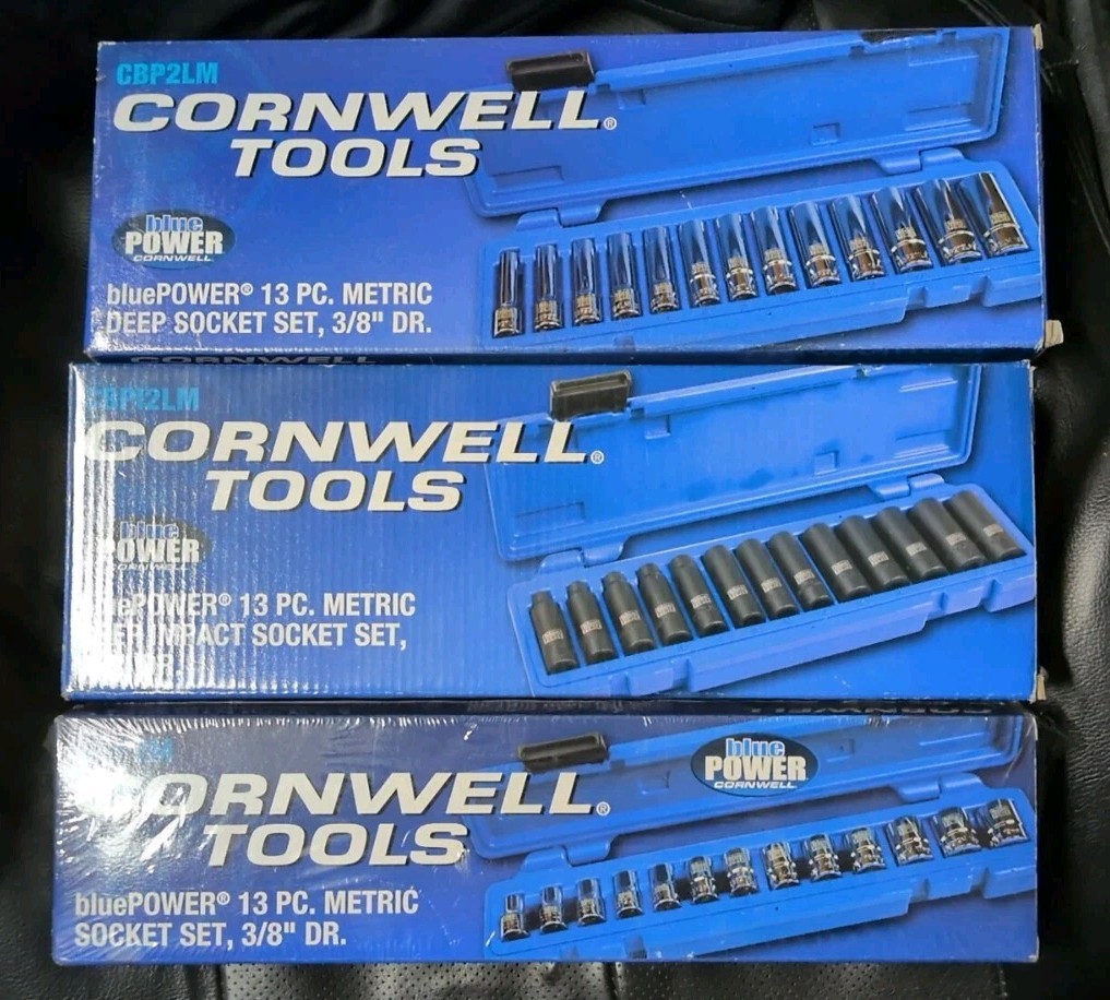 Cornwell CBP2LM , CBP2M And CBPI2LM . 3 Sets Of 13 Pieces Metric 3/8 Drive NEW