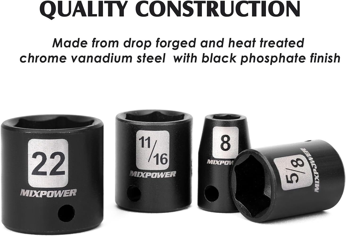 3/8″ Drive Deep Impact Socket Set 6 Point 49 Piece Standard SAE and Metric Sizes